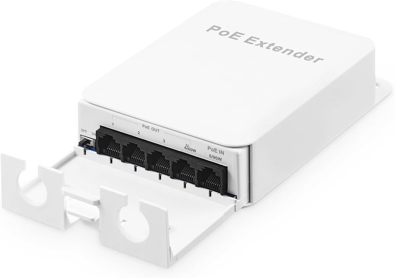 Binardat Outdoor Poe Switch Passthrough, 1 Poe in 4 Poe Out Extender, IEEE802.3af/at/BT Poe Powered 90W, 100Mbps Ethernet, Waterproof Wall Mount Plug And Play, 100M OUTDOOR 5 PORT - Image 1