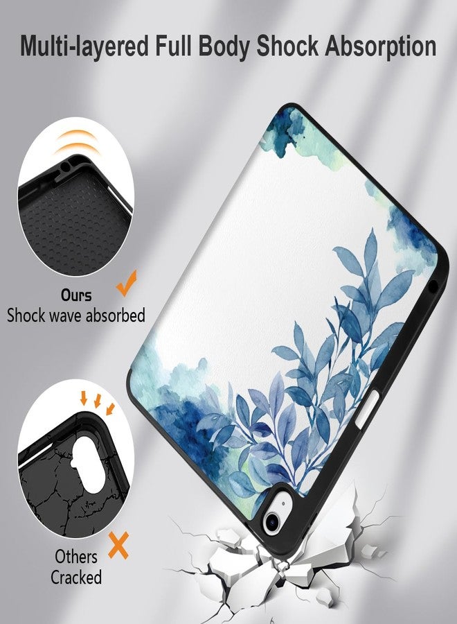 DONGKE جراب DONGKE متوافق مع iPad Air الجيل الخامس 2022 و iPad Air الجيل الرابع 2020 مقاس 10.9 بوصة مع حامل قلم [يدعم الشحن اللاسلكي للقلم]، وحامل ثلاثي الطي، وخاصية التشغيل/الإيقاف، لون أزرق مزهر - Image 5