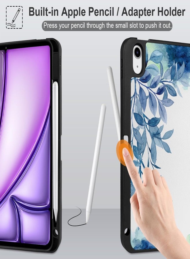 DONGKE جراب DONGKE متوافق مع iPad Air الجيل الخامس 2022 و iPad Air الجيل الرابع 2020 مقاس 10.9 بوصة مع حامل قلم [يدعم الشحن اللاسلكي للقلم]، وحامل ثلاثي الطي، وخاصية التشغيل/الإيقاف، لون أزرق مزهر - Image 4