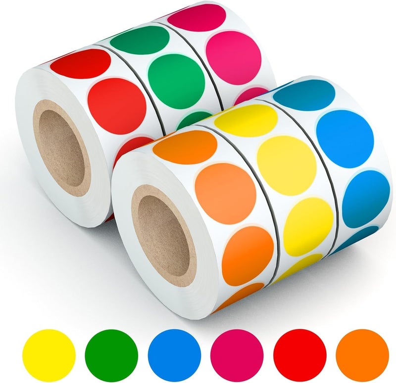 STORE 2508 Store2508 Mixed Colours 3000 Pcs 1 Inch Round Dot Stickers Colour Dot Stickers - Image 2