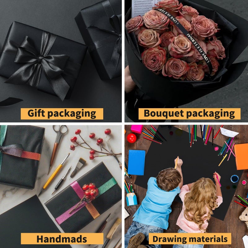 Winjeto Black Wrapping Paper - Solid Color Matte Gift Wrapping Paper Roll Perfect for Men Women, Wedding Birthday Christmas Baby Shower Graduation Valentine's Day Father's Day Gifts - 17 inch X 120 inch - Image 5