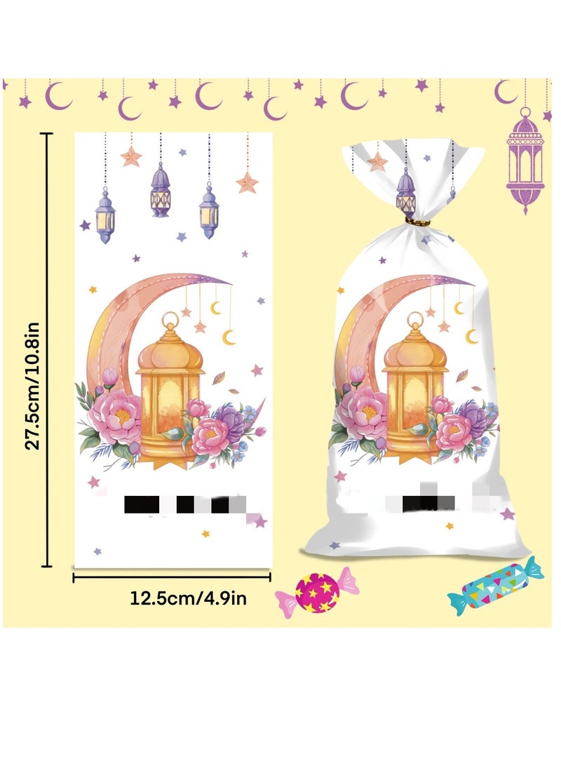 Ramadan Candy and Gift Bags 50 Pack Three Designs Moon Rose Party Favor and Treat Bags - Image 3