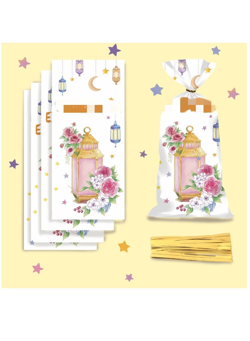 Ramadan Candy and Gift Bags 50 Pack Three Designs Moon Rose Party Favor and Treat Bags - Image 4