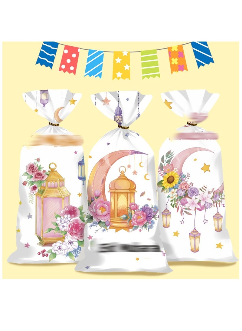 Ramadan Candy and Gift Bags 50 Pack Three Designs Moon Rose Party Favor and Treat Bags - Image 5