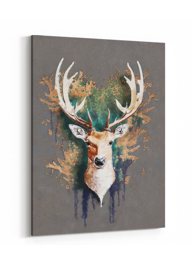 لوحة كانفاس على إطار خشبي بتصميم فن تجريدى رأس الغزال - Image 4