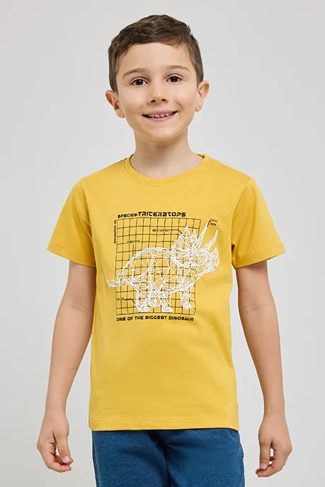 أر أند بي Printed T-Shirt with Crew Neck and Short Sleeves