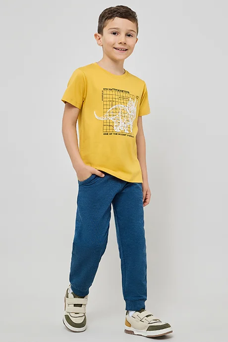 أر أند بي Printed T-Shirt with Crew Neck and Short Sleeves