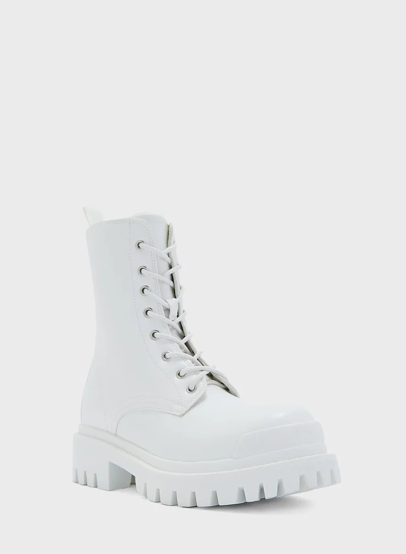 Truffle Lace Up Chunky Combat Boots