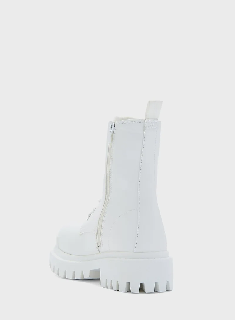 Truffle Lace Up Chunky Combat Boots