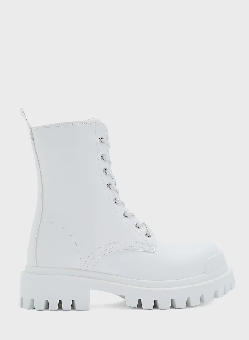 Truffle Lace Up Chunky Combat Boots