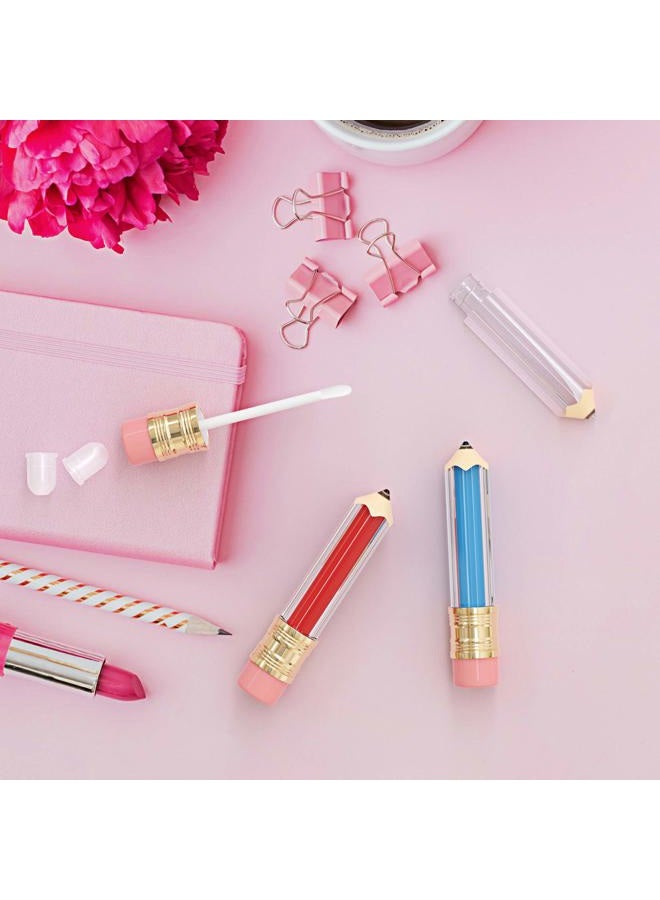 RONRONS 12 Pieces Pencil Lip Gloss Tubes, Empty Mini Pencil Shaped Lip Gloss Tubes Containers Clear Lip Balm Tube Plastic Refillable Bottle for Women Girls Gifts, 5ml - Image 2