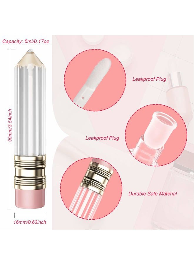 RONRONS 12 Pieces Pencil Lip Gloss Tubes, Empty Mini Pencil Shaped Lip Gloss Tubes Containers Clear Lip Balm Tube Plastic Refillable Bottle for Women Girls Gifts, 5ml - Image 4
