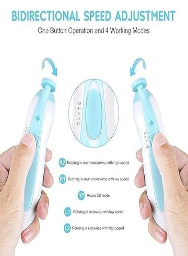 AIRDEE أداة تقليم أظافر الأطفال من AIRSEE، مثقاب أظافر كهربائي، مبرد آمن، مقص أظافر للأطفال مع ضوء و6 وسادات طحن، أدوات تلميع وتشكيل أظافر الأطفال حديثي الولادة أو البالغين، العناية بأظافر الأطفال (وردي) - Image 3