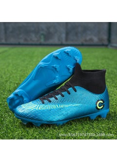 Plus Size 46-49 Soccer Cleats for Artificial Turf spike blue