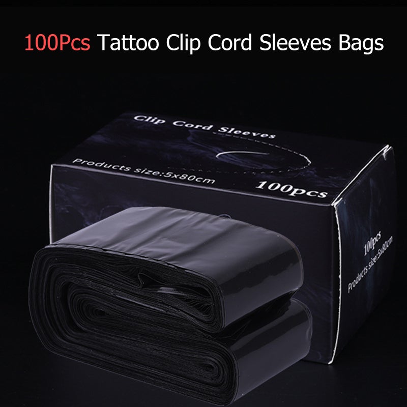 100Pcs Tattoo Clip Cord Sleeves Bags Disposable Covers for Tattoo Machine Plastic Black - Image 5