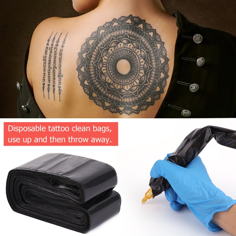 100Pcs Tattoo Clip Cord Sleeves Bags Disposable Covers for Tattoo Machine Plastic Black - Image 2