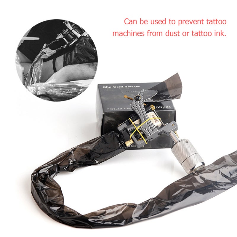 100Pcs Tattoo Clip Cord Sleeves Bags Disposable Covers for Tattoo Machine Plastic Black - Image 3
