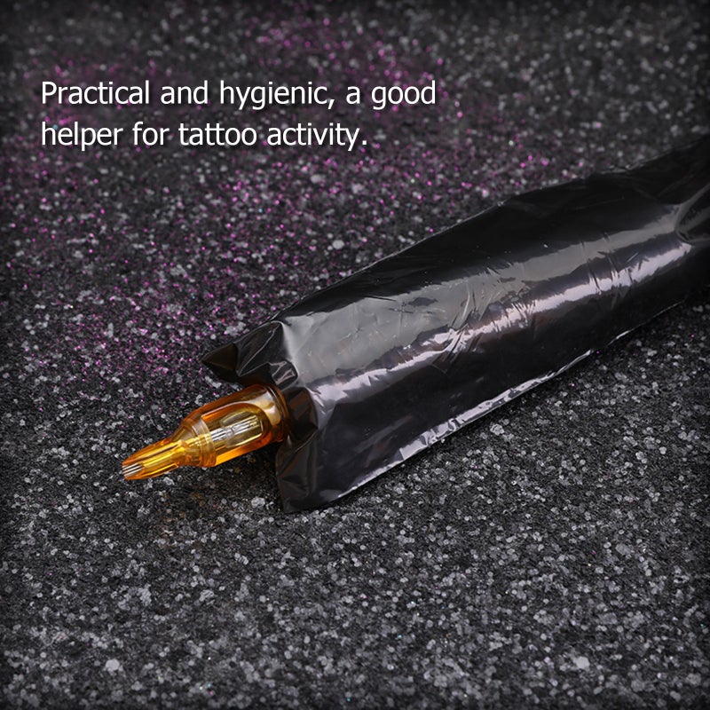 100Pcs Tattoo Clip Cord Sleeves Bags Disposable Covers for Tattoo Machine Plastic Black - Image 4