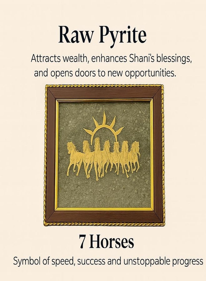 A & S VENTURES A&S VENTURES Pyrite Stone Frame with 7 Running Horses | Positive Energy Wall Hanging for Living Room, Bedroom & Office | Vastu Showpiece for Money, Protection & Diwali Gift Décor - Image 3