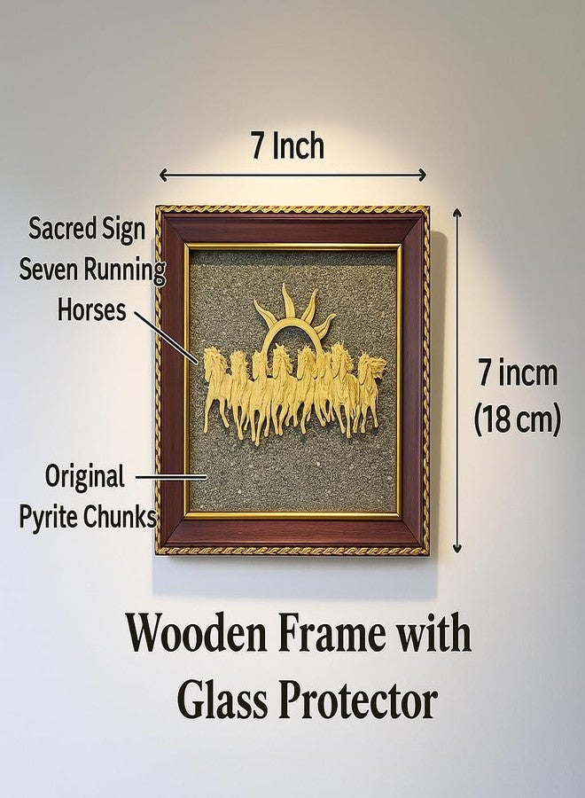 A & S VENTURES A&S VENTURES Pyrite Stone Frame with 7 Running Horses | Positive Energy Wall Hanging for Living Room, Bedroom & Office | Vastu Showpiece for Money, Protection & Diwali Gift Décor - Image 4
