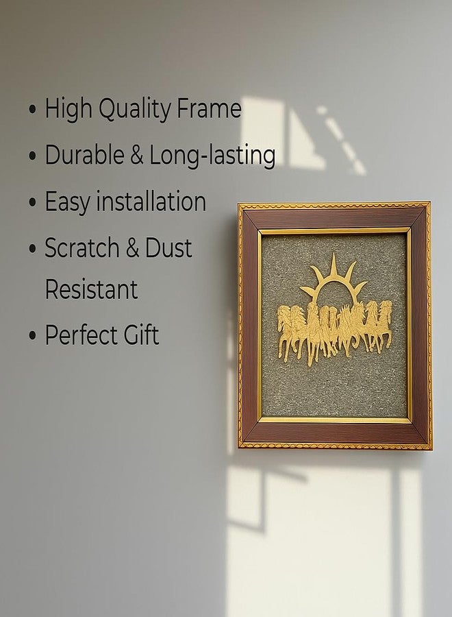 A & S VENTURES A&S VENTURES Pyrite Stone Frame with 7 Running Horses | Positive Energy Wall Hanging for Living Room, Bedroom & Office | Vastu Showpiece for Money, Protection & Diwali Gift Décor - Image 5