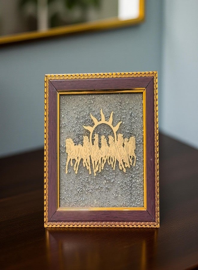 A & S VENTURES A&S VENTURES Pyrite Stone Frame with 7 Running Horses | Positive Energy Wall Hanging for Living Room, Bedroom & Office | Vastu Showpiece for Money, Protection & Diwali Gift Décor - Image 1