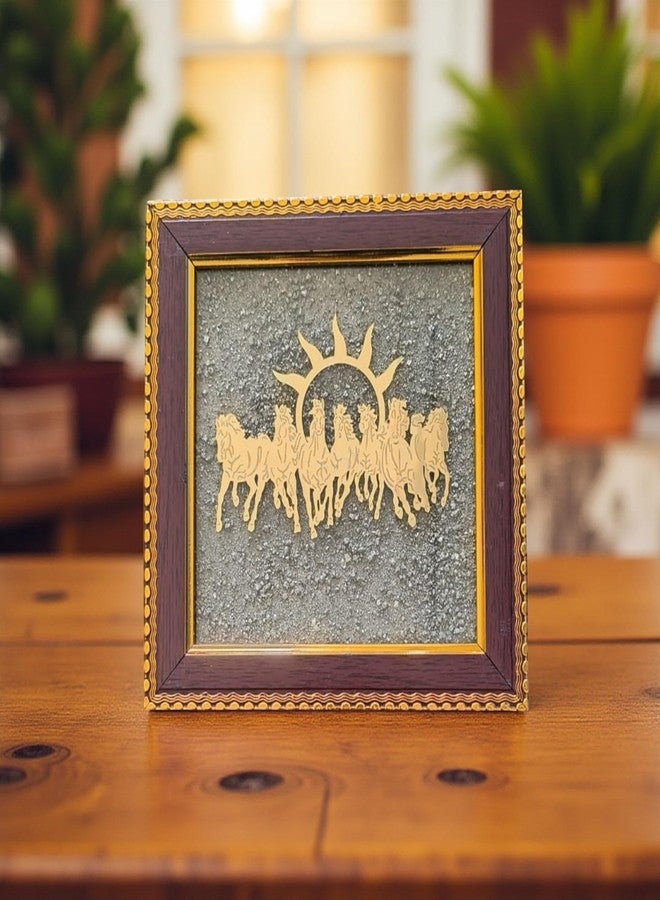A & S VENTURES A&S VENTURES Pyrite Stone Frame with 7 Running Horses | Positive Energy Wall Hanging for Living Room, Bedroom & Office | Vastu Showpiece for Money, Protection & Diwali Gift Décor - Image 2