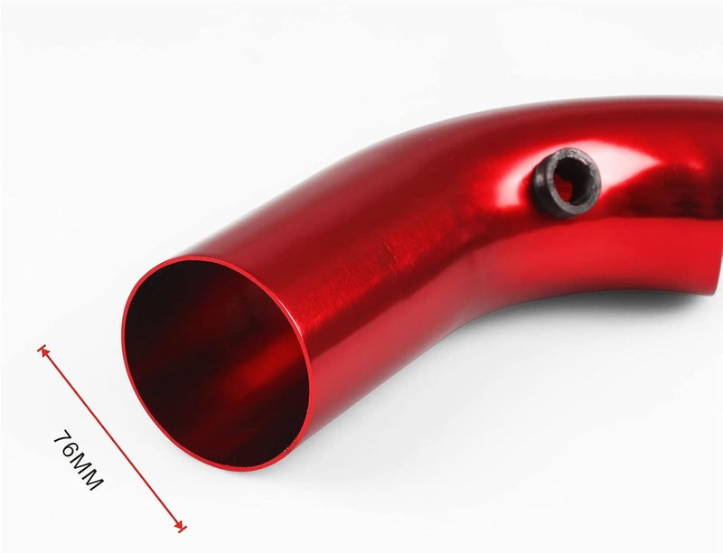 LPFIDI 3 Inch Universal Aluminum Cold Air Intake System Filter Car Truck Turbo Piping Red - Image 3