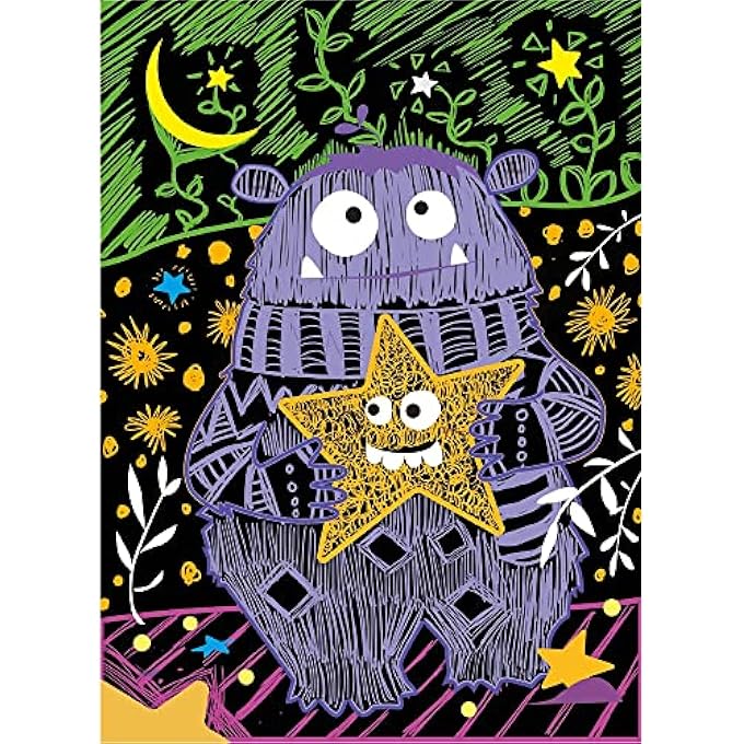 Avenir SCRATCH ART KIT  MONSTER | UNLEASH CREATIVITY WITH VIBRANT DRAWINGS! 4 THEMED SCRATCH BOARDS AND SCRATCH TOOL | WATCH BRILLIANT COLORS UNFOLD, ENGAGING ACTIVITY FOR YOUNG ARTISTS 3+ - Image 2
