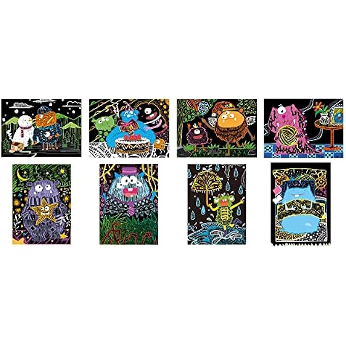 Avenir SCRATCH ART KIT  MONSTER | UNLEASH CREATIVITY WITH VIBRANT DRAWINGS! 4 THEMED SCRATCH BOARDS AND SCRATCH TOOL | WATCH BRILLIANT COLORS UNFOLD, ENGAGING ACTIVITY FOR YOUNG ARTISTS 3+ - Image 3