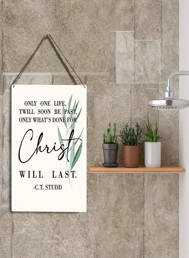 YCYD Christian Wall Art Only One Life Twill Soon Be Past Only What's Done For Christ Will Last Wooden Hanging Sign Religious Bible Verse Wall Art Home Office Bedroom Living Room Decor 8 x 10 Inches - Image 5