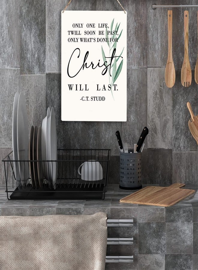 YCYD Christian Wall Art Only One Life Twill Soon Be Past Only What's Done For Christ Will Last Wooden Hanging Sign Religious Bible Verse Wall Art Home Office Bedroom Living Room Decor 8 x 10 Inches - Image 4