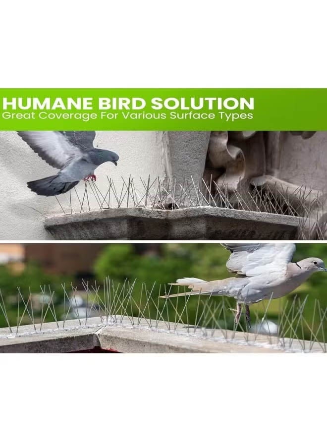 شو وو مسامير الطيور، أجهزة طرد الطيور الخارجية، مسامير الحمام بقاعدة بلاستيكية للطيور الصغيرة والحمام والغربان ونقار الخشب، للسياج والسقف والشرفة، أشواك الطيور من الفولاذ المقاوم للصدأ بقاعدة بلاستيكية، مسامير الطيور الخارجية من الفولاذ المقاوم للصدأ للسياج والنوافذ والسقف، مسامير طرد الطيور للطيور الصغيرة والسناجب، شفافة/فضية - Image 5