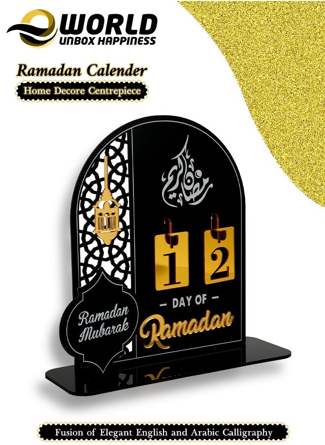Eworld Ramadan Wooden Advent Calendar, Elegant Countdown Decoration with Acrylic Craft Ornaments for Home, Eid Celebrations, and Kids' Gifts, Featuring a 30-Day Countdown  - Image 1