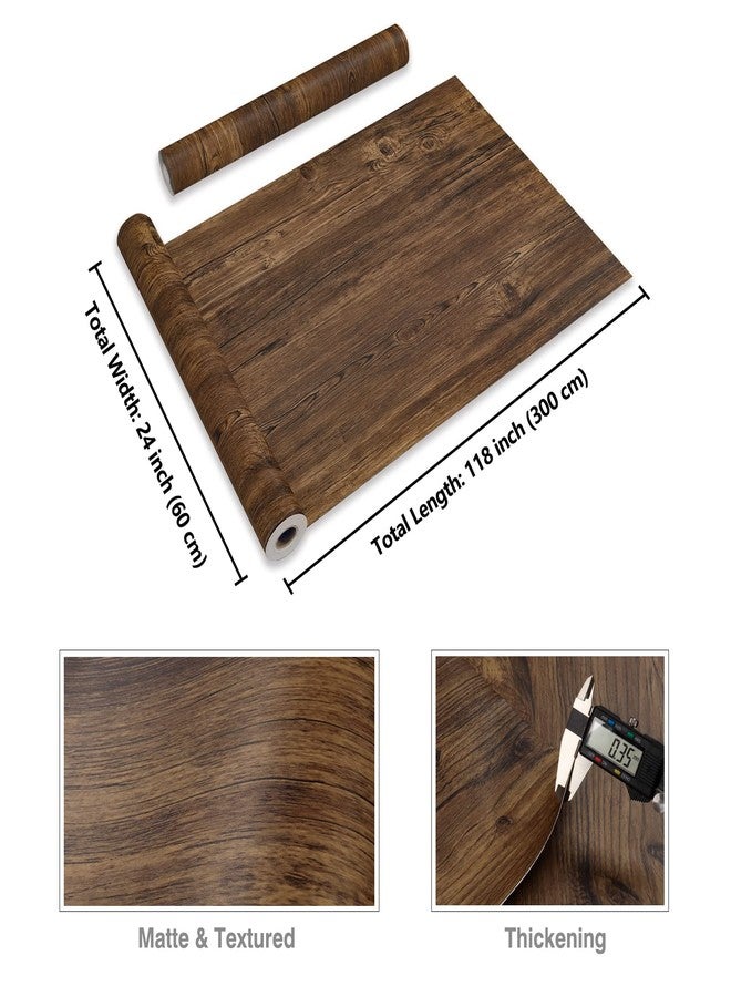 CRE8TIVE Brown Wood Contact Paper 24"x118" Faux Wood Peel and Stick Wallpaper Self Adhesive Waterproof Rustic Wood Look Paper Roll Textured Thick Vinyl Film for Countertops Cabinets Dresser Furniture - Image 2