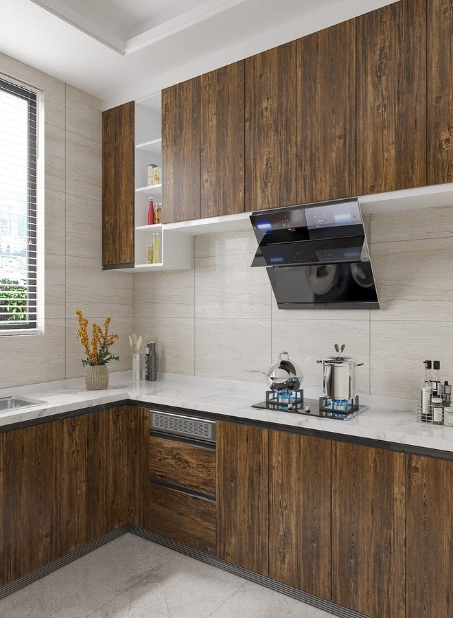 CRE8TIVE Brown Wood Contact Paper 24"x118" Faux Wood Peel and Stick Wallpaper Self Adhesive Waterproof Rustic Wood Look Paper Roll Textured Thick Vinyl Film for Countertops Cabinets Dresser Furniture - Image 5