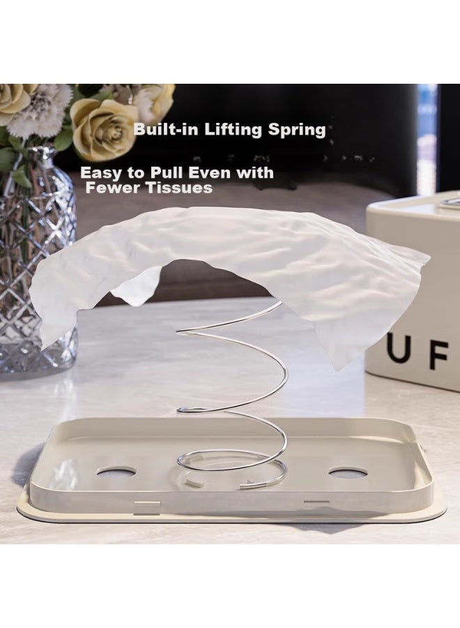 Additive Degree Jiadu Tissue Box, Living Room High-end Luxury Tissue Dispenser, Coffee Table Decoration, Creative Home Paper Towel Holder, Cream-colored Elegant Design - Image 2