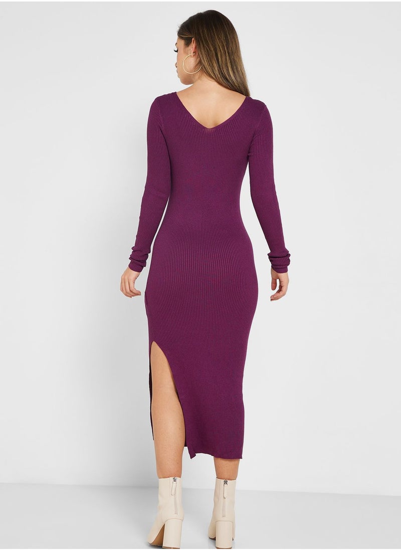 ONLY - V-Neck Knitted Dress - Image 1