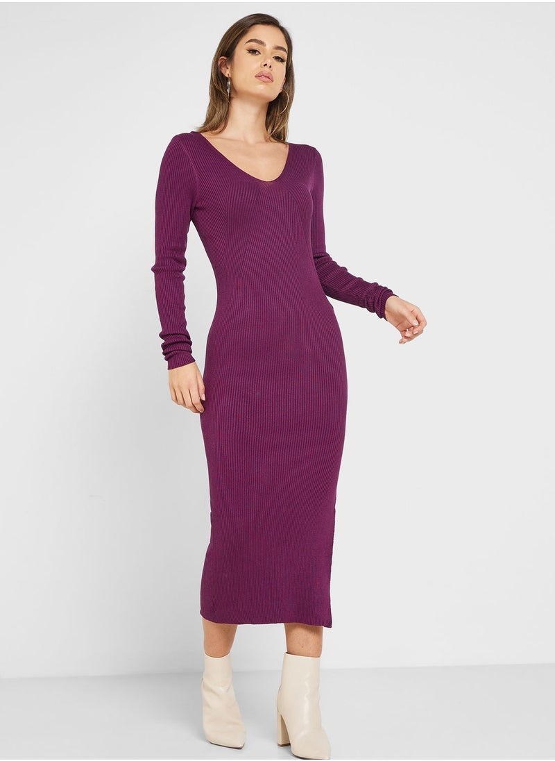 ONLY - V-Neck Knitted Dress - Image 1