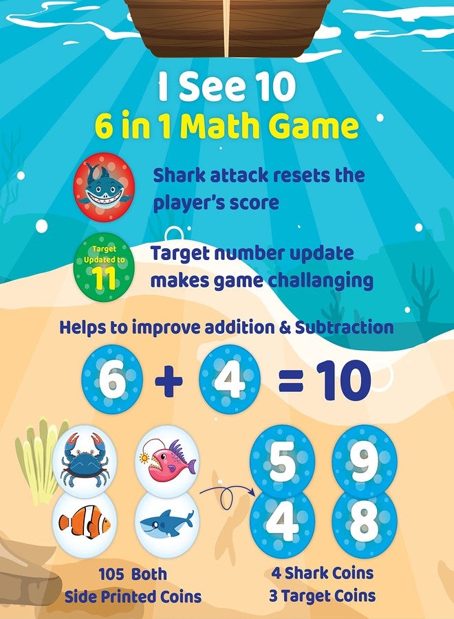 Eduketive لعبة Educetive I See 10-6 in 1 لتعليم الرياضيات السريعة - لعبة تعليمية وتثقيفية مكونة من 105 قطعة للأطفال من سن 5 إلى 10 سنوات - Image 3