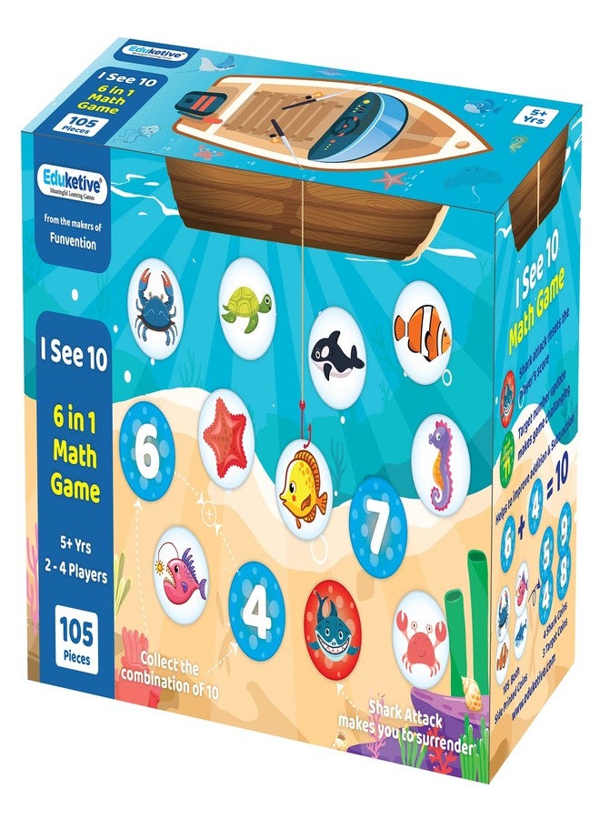 Eduketive لعبة Educetive I See 10-6 in 1 لتعليم الرياضيات السريعة - لعبة تعليمية وتثقيفية مكونة من 105 قطعة للأطفال من سن 5 إلى 10 سنوات - Image 1