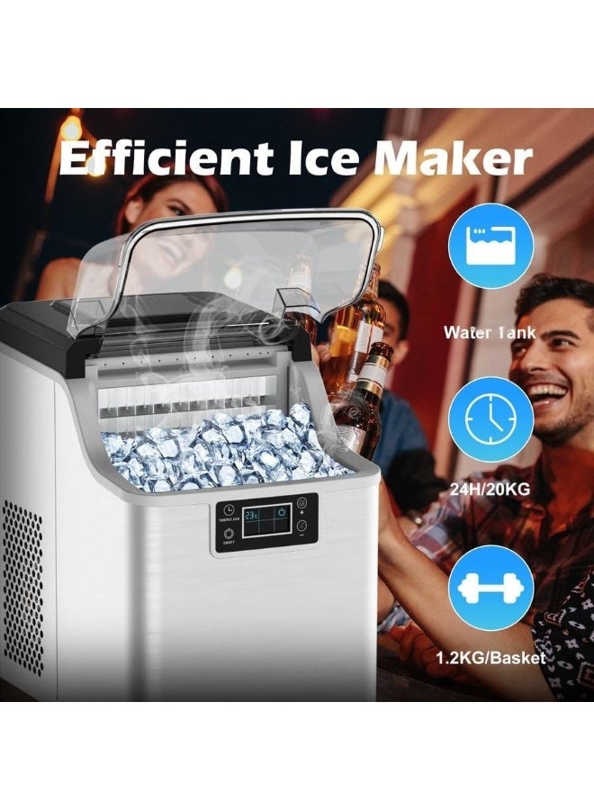 سانكس صانعة ثلج محمولة، ماكينة مكعبات ثلج بسعة 4 لتر توضع على سطح الطاولة مع تنظيف ذاتي وشاشة LED - Image 5