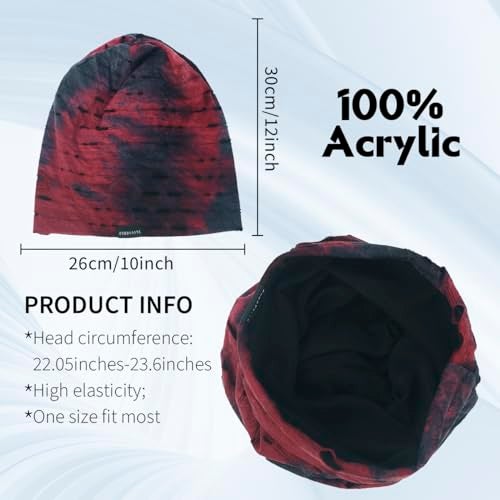 Ruphedy Men's Slouchy Beanie Summer Thin Hollow Long Oversized Skull Cap B301 (B090-a-Claret) - Image 2