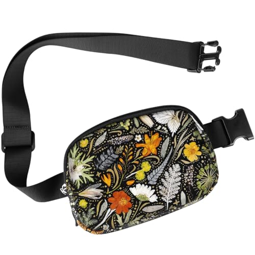 Simikol Ultra Lightweight Belt Bag Cute Crossbody Bags for Women Fashion Pattern Waist Packs Waterproof Running Workout Hiking Travel Fanny Pack,Dried Flowers - Image 1
