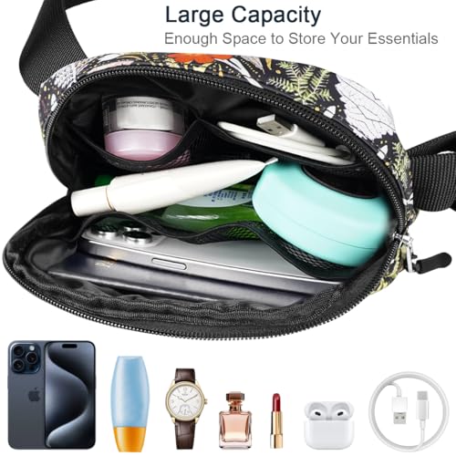 Simikol Ultra Lightweight Belt Bag Cute Crossbody Bags for Women Fashion Pattern Waist Packs Waterproof Running Workout Hiking Travel Fanny Pack,Dried Flowers - Image 3
