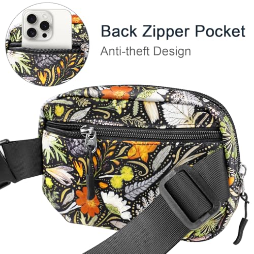Simikol Ultra Lightweight Belt Bag Cute Crossbody Bags for Women Fashion Pattern Waist Packs Waterproof Running Workout Hiking Travel Fanny Pack,Dried Flowers - Image 2