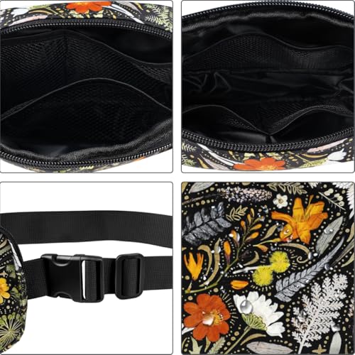 Simikol Ultra Lightweight Belt Bag Cute Crossbody Bags for Women Fashion Pattern Waist Packs Waterproof Running Workout Hiking Travel Fanny Pack,Dried Flowers - Image 5