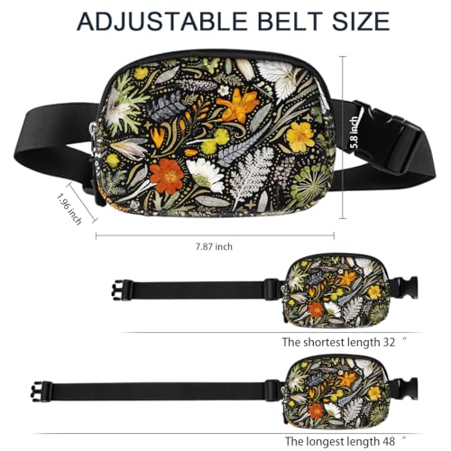 Simikol Ultra Lightweight Belt Bag Cute Crossbody Bags for Women Fashion Pattern Waist Packs Waterproof Running Workout Hiking Travel Fanny Pack,Dried Flowers - Image 4
