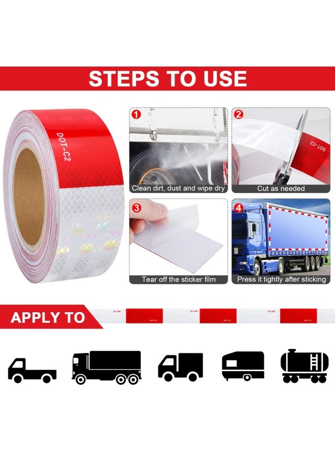 Tylife Dot-C2 Reflective Safety Tape 2 In X 75Ft Waterproof Red And White Adhesive Reflector Tape Conspicuity Tape Reflective Stickers For Trailers Rv Camper Boat Trailers Rv Camper Boat