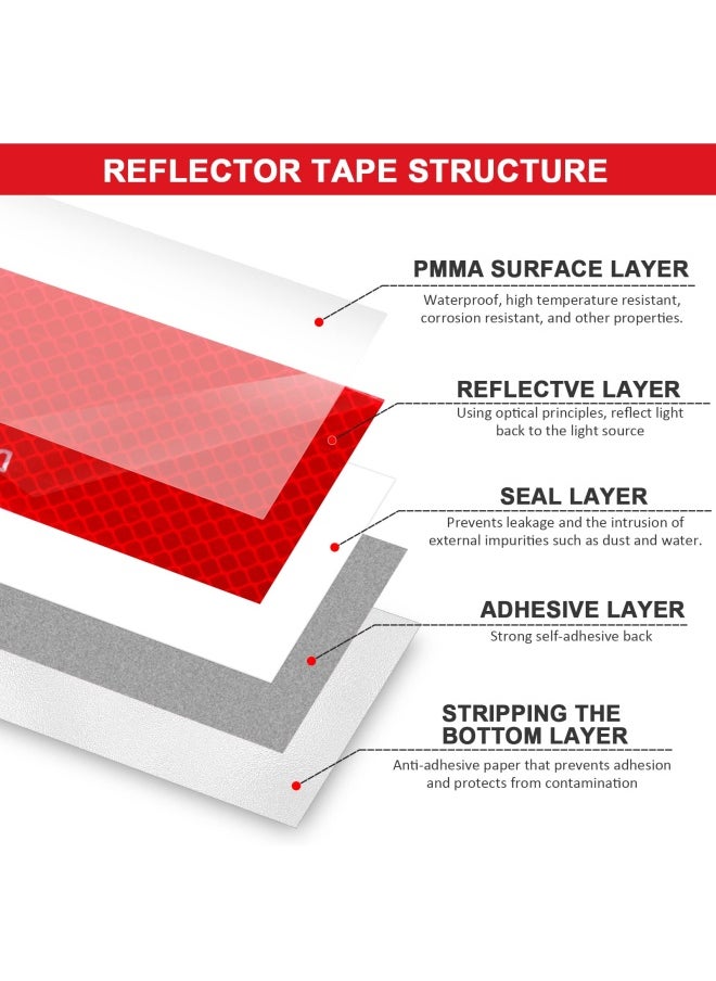 Tylife Dot-C2 Reflective Safety Tape 2 In X 75Ft Waterproof Red And White Adhesive Reflector Tape Conspicuity Tape Reflective Stickers For Trailers Rv Camper Boat Trailers Rv Camper Boat